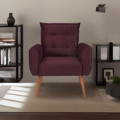 Poltrona Decorativa Para Dakota Veludo Matrix - Vinho Vinho
