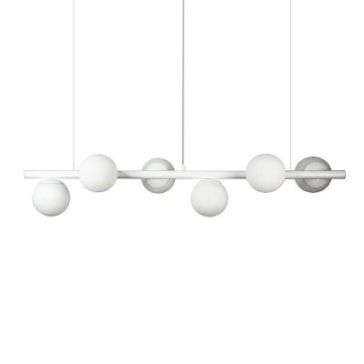 Lustre Pendente Figo Branco - 6 Globos Esfera De Vidro Branco