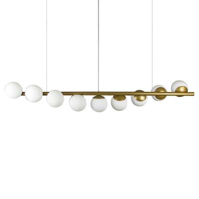 Lustre Pendente Figo Ouro - 9 Globos Esfera De Vidro Branco