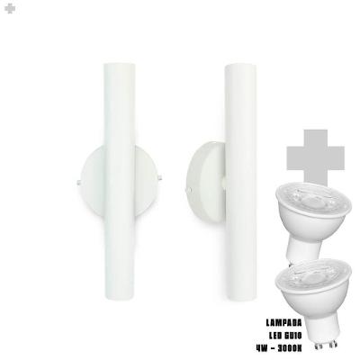 Kit 2 Arandela De Parede Slim Palito - Branco + Led Gu10