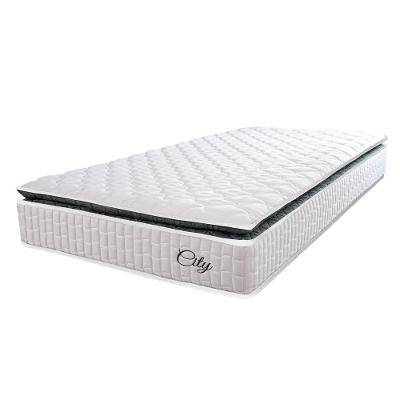 Colchão Solteiro Molas Ensacadas City Pillow Top 88x188x23cm Branco-preto Hellen Branco-pre