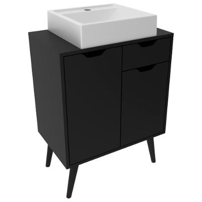 Gabinete Com Cuba Para Banheiro Bn3600x37 Preto Tecno Mobili Preto