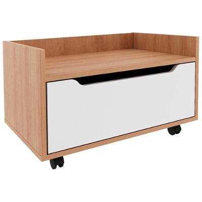 Balcao Gabinete 60 Cm 1 Gaveta E 4 Rodizios Bn3647 Amendoa Branco Tecno Mobili Amendoa Branco