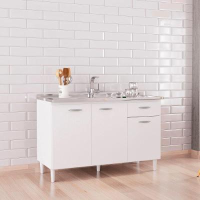 Balcão Poquema Para Cuba 3 Portas 1 Gaveta Branco