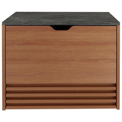 Balcao Gabinete 1 Gaveta Ripada Bn3613 Amendoa Marmore Lunar Tecno Mobili Amendoa Marmore Lunar