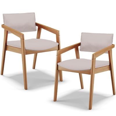 Kit 02 Cadeiras Para Sala De Jantar Estar Living Giorgia B04 Linho Bege - Lyam Decor