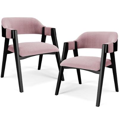 Kit 2 Cadeiras Sala De Jantar Estar Living Estofada Suran L02 Preto Bouclê Rosê - Lyam Decor