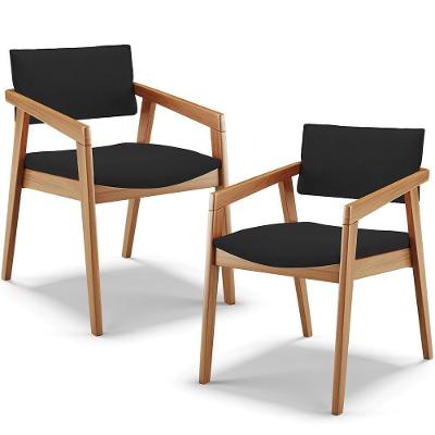 Kit 02 Cadeiras Para Sala De Jantar Estar Living Giorgia B04 Suede Preto - Lyam Decor