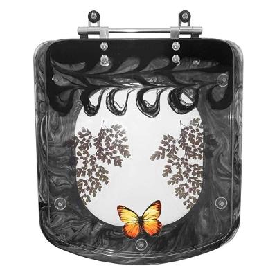 Assento Sanitário Decorada Lirio Preto Para Louças Fiori