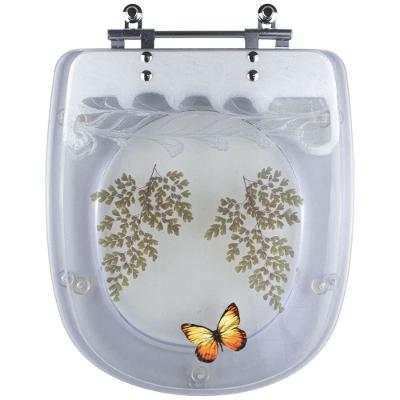 Tampa De Vaso Decorada Borboleta Square Transparente Para Vaso Lorenzetti