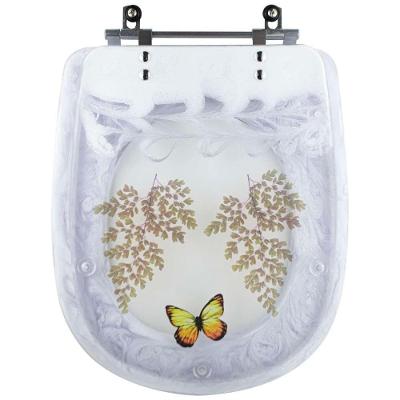 Tampa De Vaso Acrílico Paris Branco Decorado Borboleta Para Vaso Ideal Standard