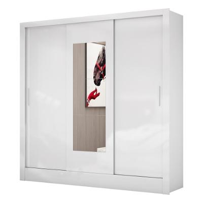 Guarda Roupa Dubai 3 Portas De Correr Com Espelho Central 3 Gavetas Carioca Branco