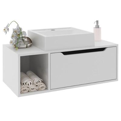 Gabinete 1 Porta Com Cuba Para Banheiro Bn3600x44 Branco Tecno Mobili Branco