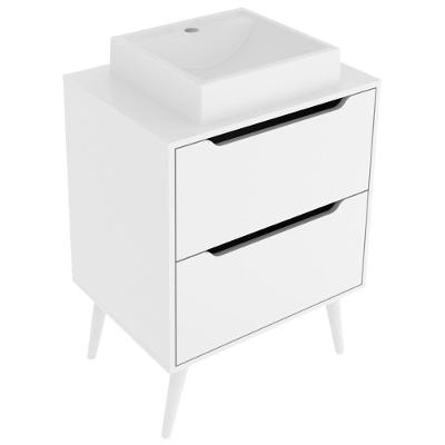 Gabinete 2 Gavetas Com Cuba Para Banheiro Bn3600x39 Branco Tecno Mobili Branco