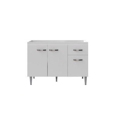 Balcão Armário Para Cozinha Com Tampo 120 Cm Gabriela Branco-branco