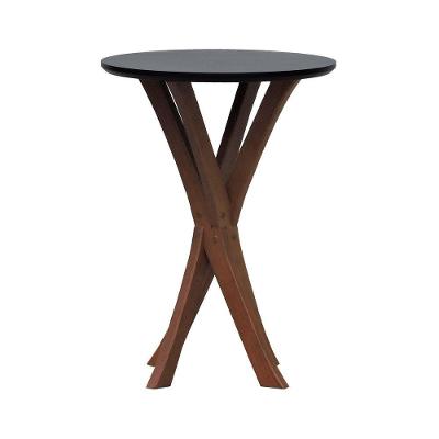 Mesa Lateral Tiê Tampo Redondo ø42 Amêndoa-preto