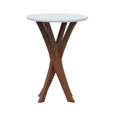 Mesa Lateral Tiê Tampo Redondo ø42 Amêndoa-branco