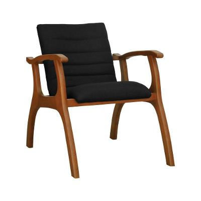 Poltrona Cancun Estrutura Madeira Maciça Encosto E Assento Anatômico Assento Estofado Linho Preto Textura