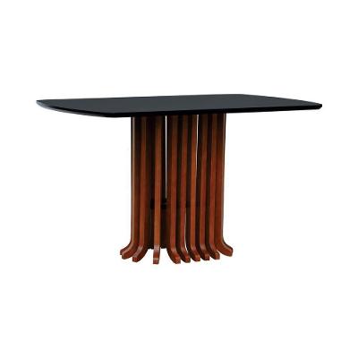 Mesa De Jantar Denver Tampo Retangular 136x80cm Amêndoa-preto