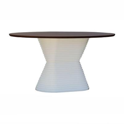 Mesa De Jantar Apollo Tampo Oval 160x90cm Branco-amêndoa