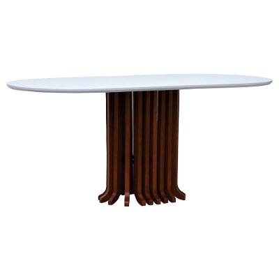 Mesa De Jantar Denver Tampo Oblongo 180x90cm Amêndoa-branco