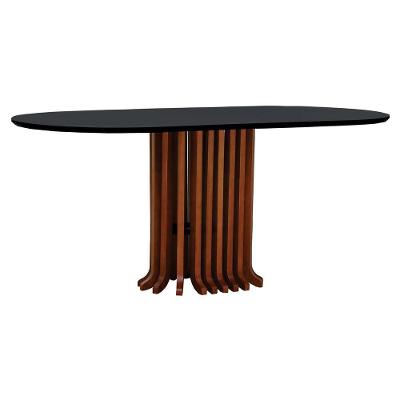Mesa De Jantar Denver Tampo Oblongo 180x90cm Amêndoa-preto