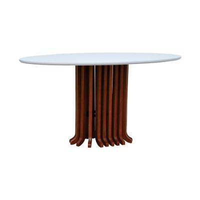 Mesa De Jantar Denver Tampo Oval 160x90cm Amêndoa-branco
