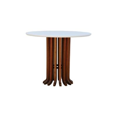Mesa De Jantar Denver Tampo Redondo ø100 Amêndoa-branco