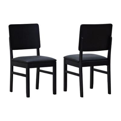 Kit 2 Cadeiras Quéops Madeira Maciça Encosto Anatômico Assento Estofado - Preto Corano Preto