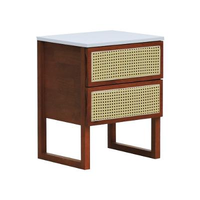 Mesa De Cabeceira Lyon 2 Gavetas - Amêndoa Branco
