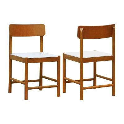 Kit 2 Cadeiras Amber Madeira Maciça - Amêndoa Assento Mdf Bp Na Cor Branca