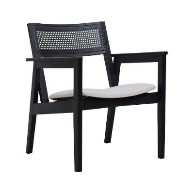 Poltrona Gusty Com Encosto Telinha Assento Anatômico - Preto Estofado Linho Bege