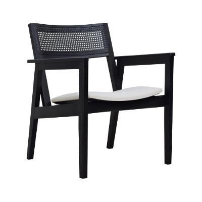 Poltrona Gusty Com Encosto Telinha Assento Anatômico - Preto Estofado Corano Bege
