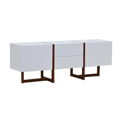Rack Ondas 2 Portas E 2 Gavetas - Amêndoa Branco
