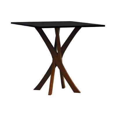 Mesa De Jantar Tiê Tampo Quadrado 80x80 Amêndoa-preto