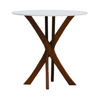 Mesa De Jantar Tiê Tampo Redondo ø80 Amêndoa-branco