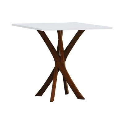 Mesa De Jantar Tiê Tampo Quadrado 80x80 Amêndoa-branco