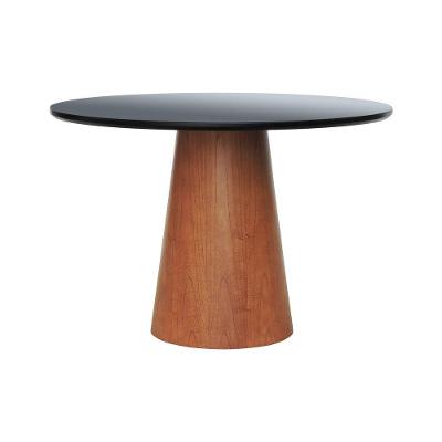Mesa De Jantar Tampo Em Vidro Base Cone Laminado Cinamomo Amêndoa Tampo ø120 Preto-vidro Preto