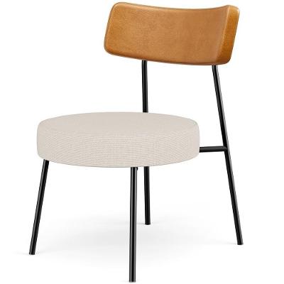 Poltrona Decorativa Para Sala De Estar Fixa Londres L02 Couríssimo Whisky Linho Bege
