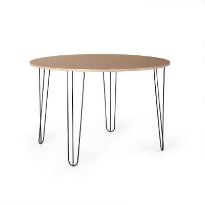 Mesa De Jantar Redonda 4 Lugares 90cm Base De Ferro Hairpin Jade - Straub Web
