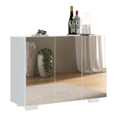 Aparador Buffet 4 Portas Com Espelho E Pés Quadrados Vegas V3560 Branco Branco