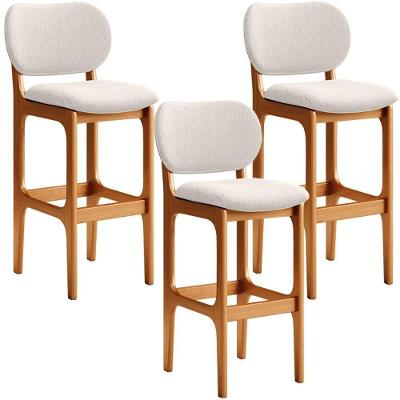 Kit 3 Banquetas Alta Betta Imbuia Linho Cru