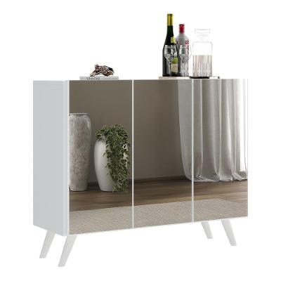 Aparador Buffet 4 Portas Com Espelho Retrô Vegas V3559 Branco Branco