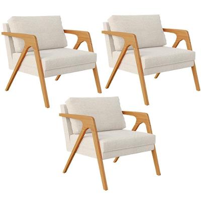 Kit 03 Poltronas Pietra L02 Linho Champagne