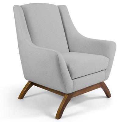 Poltrona Fixa Base De Madeira Linho Cru D-316
