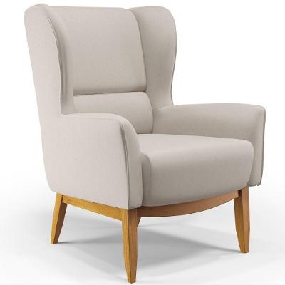 Poltrona Fixa Base De Madeira Milena D02 Linho Cru C-443