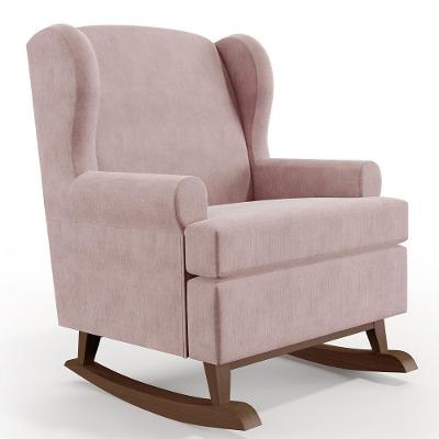 Poltrona Malu Base De Madeira P02 Suede Rosê