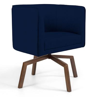 Poltrona Giratória Base Ka Veludo Azul Oxford C-304