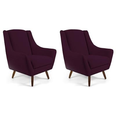 Kit 02 Poltronas Juliet D02 Veludo Roxo Grape C-292