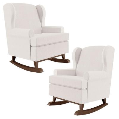 Kit 02 Poltronas Malu Base De Madeira P02 Linho Cru